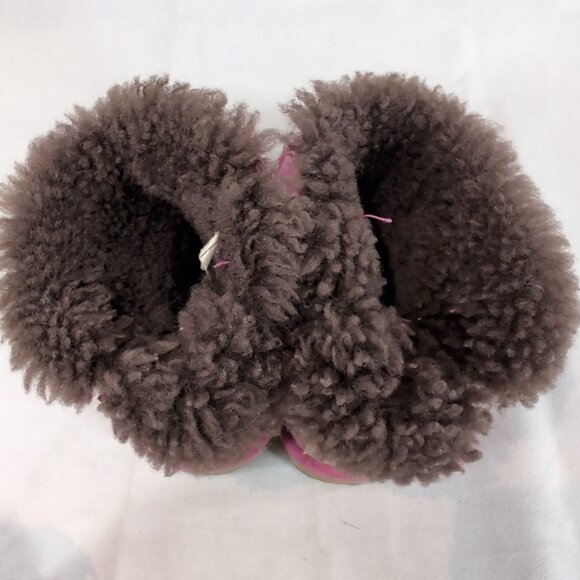 UGG Auzland Sheepskin Pink Boots Booties Girls Youth 9/10 EU 29 Short Bow - Picture 9 of 14